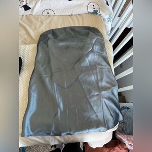 Blue silk open back dress